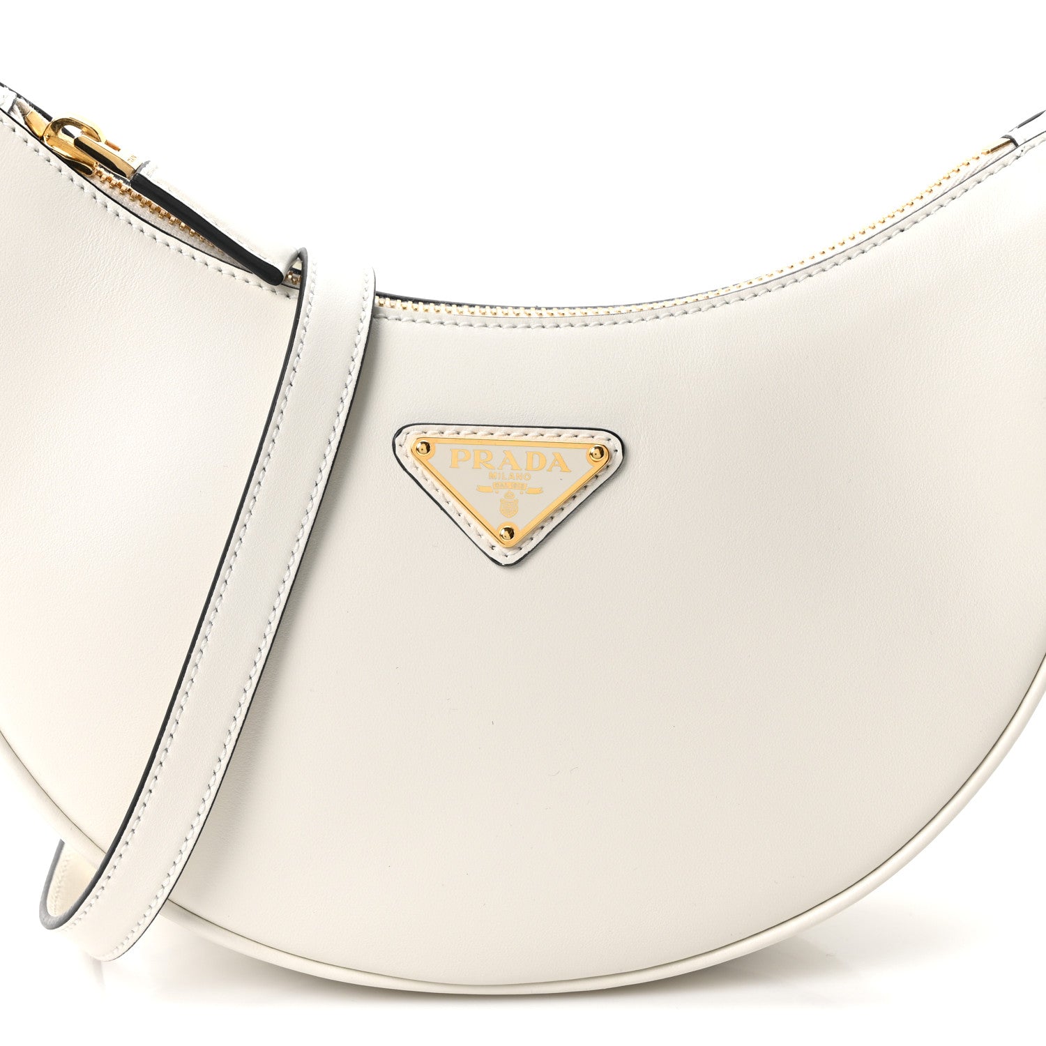 Prada Soft Calfskin Arque Shoulder Bag White 8 of 10