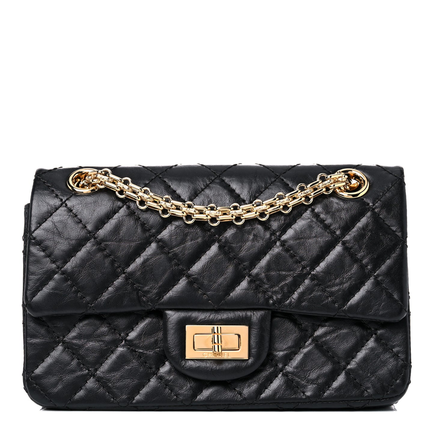 Aged Calfskin Quilted 2.55 Reissue Mini Flap Black