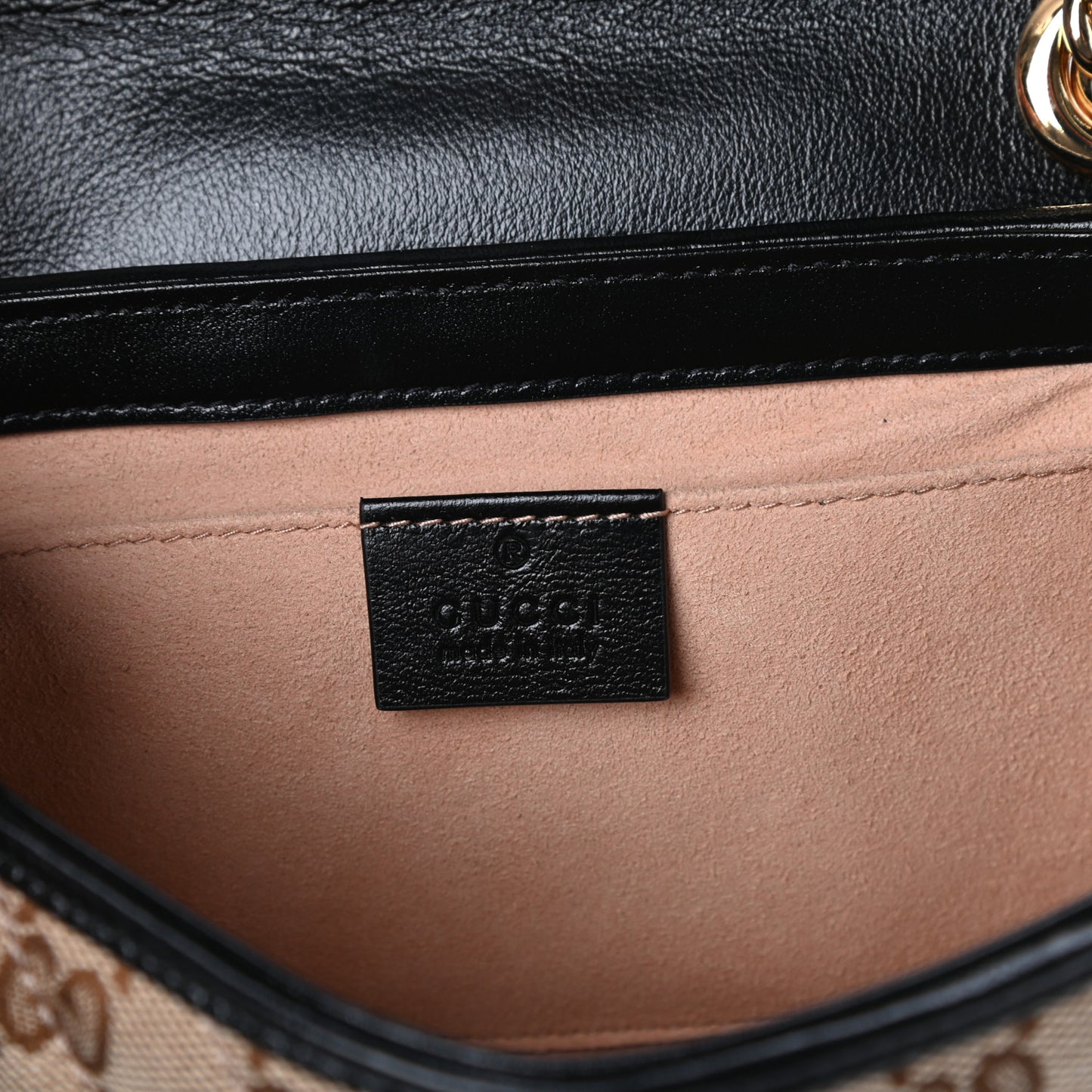 Monogram Matelasse Diagonal Mini GG Marmont Shoulder Bag Beige Black