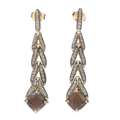 John Hardy 18K Yellow Gold Sapphire Diamond Modern Chain Magic Cut Drop Earrings 1 of 5