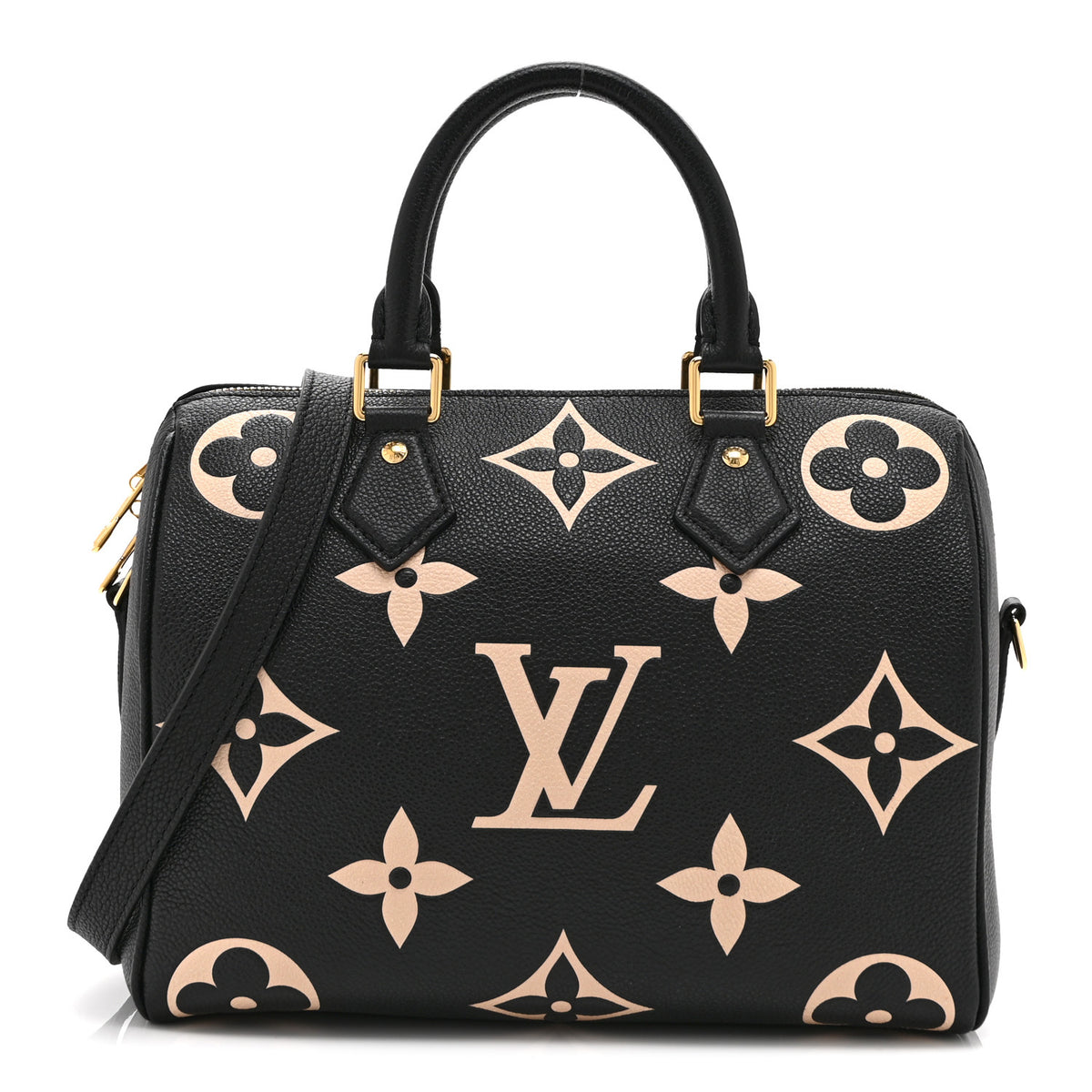 Louis Vuitton Empreinte Monogram Giant Speedy Bandouliere 25 Black Beige 1 of 9