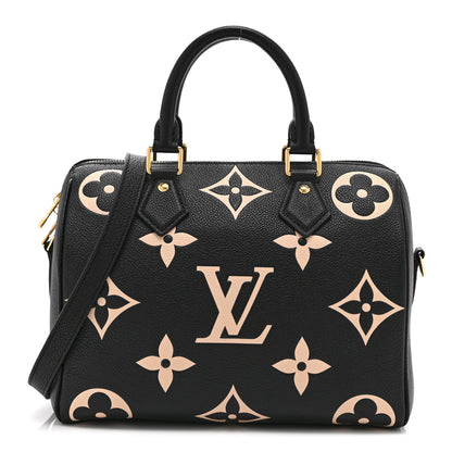 Louis Vuitton Empreinte Monogram Giant Speedy Bandouliere 25 Black Beige 1 of 9