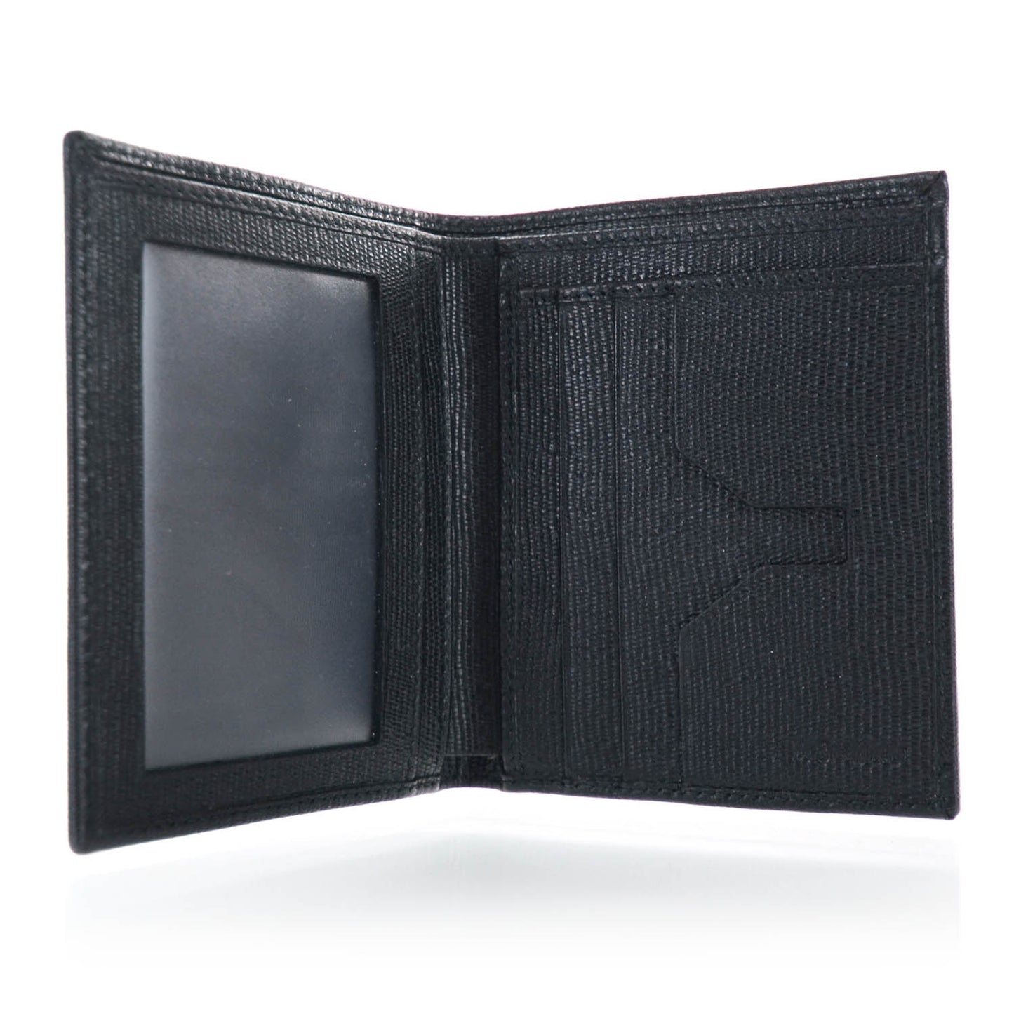 Textured Leather Y Wallet Black