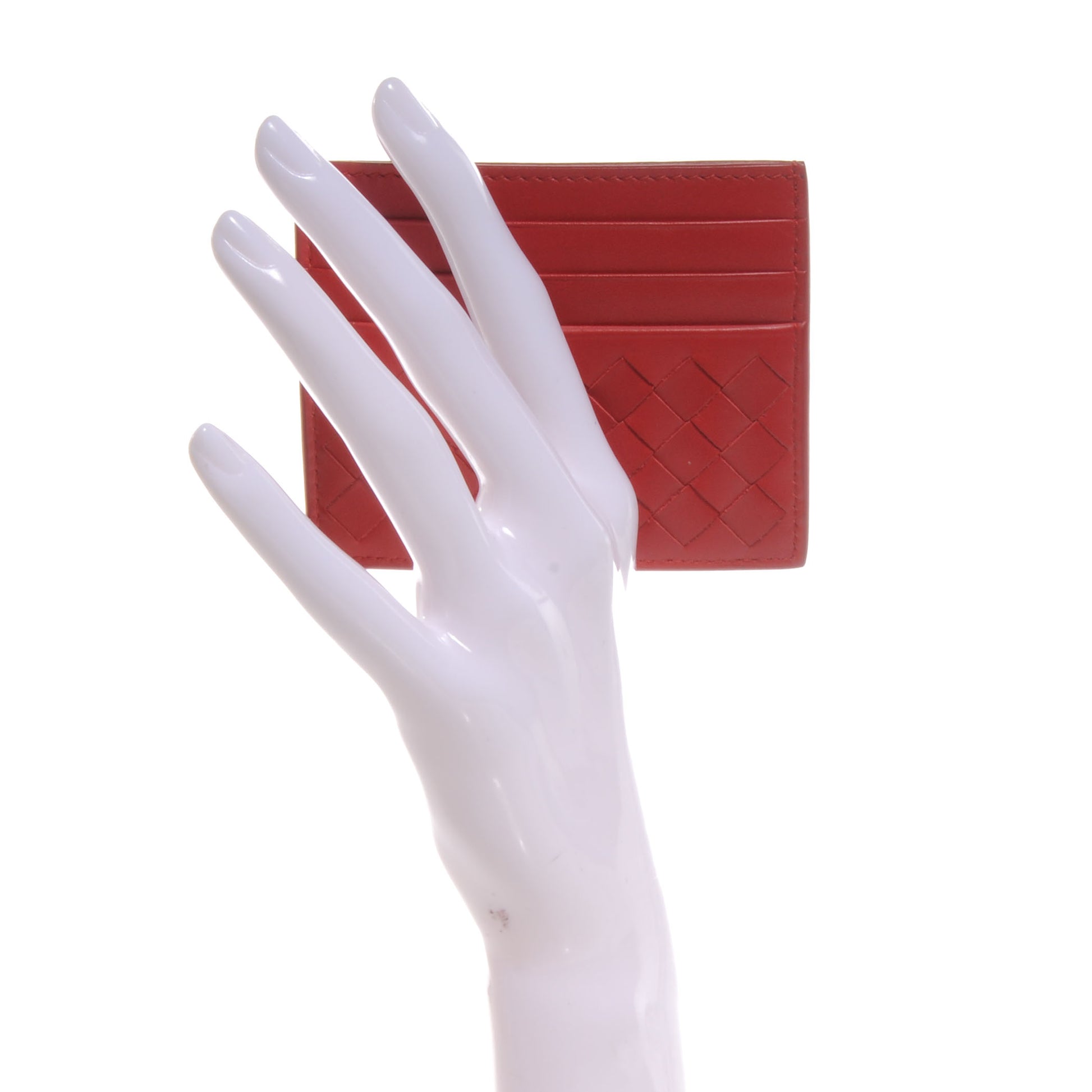 Bottega Veneta Nappa Intrecciato Woven Card Holder New Red 2 of 6