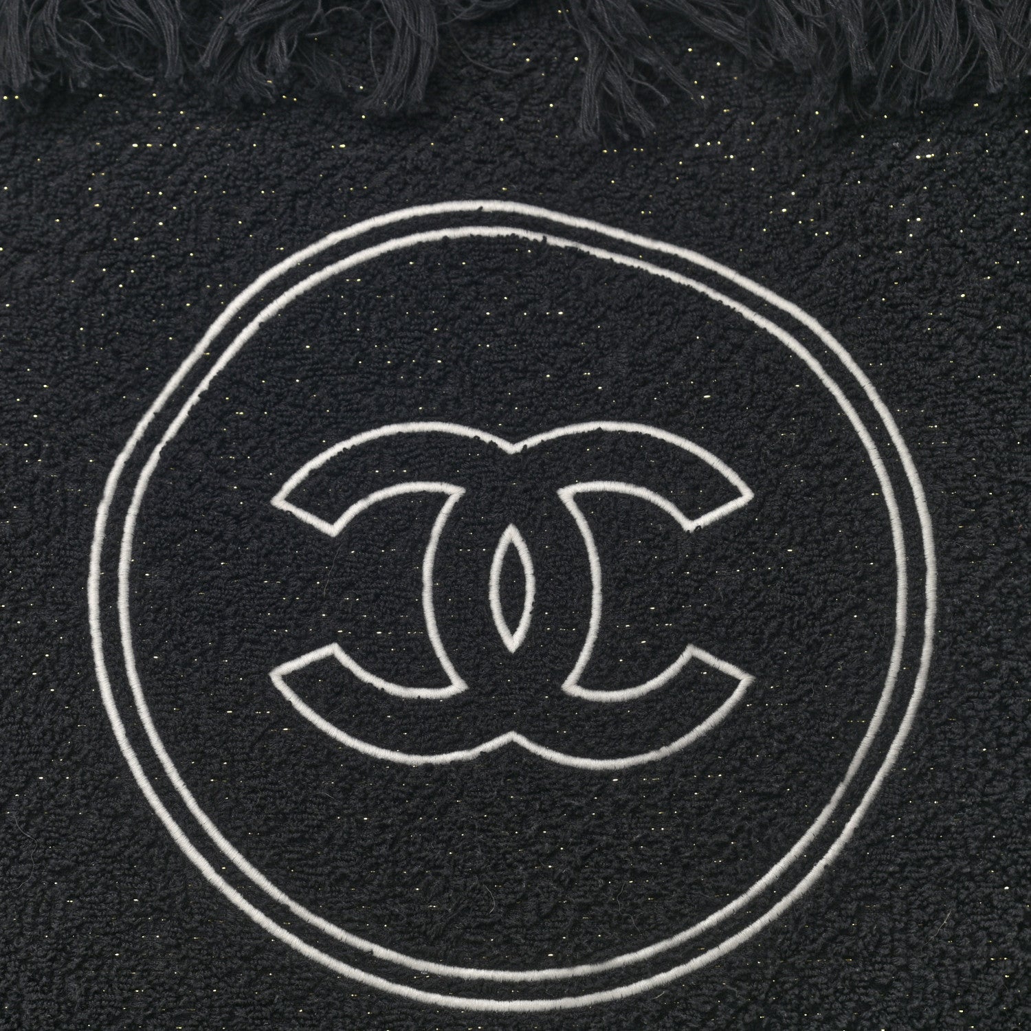 Chanel Terry Cotton CC Beach Tote Towel Set Black 9 of 12