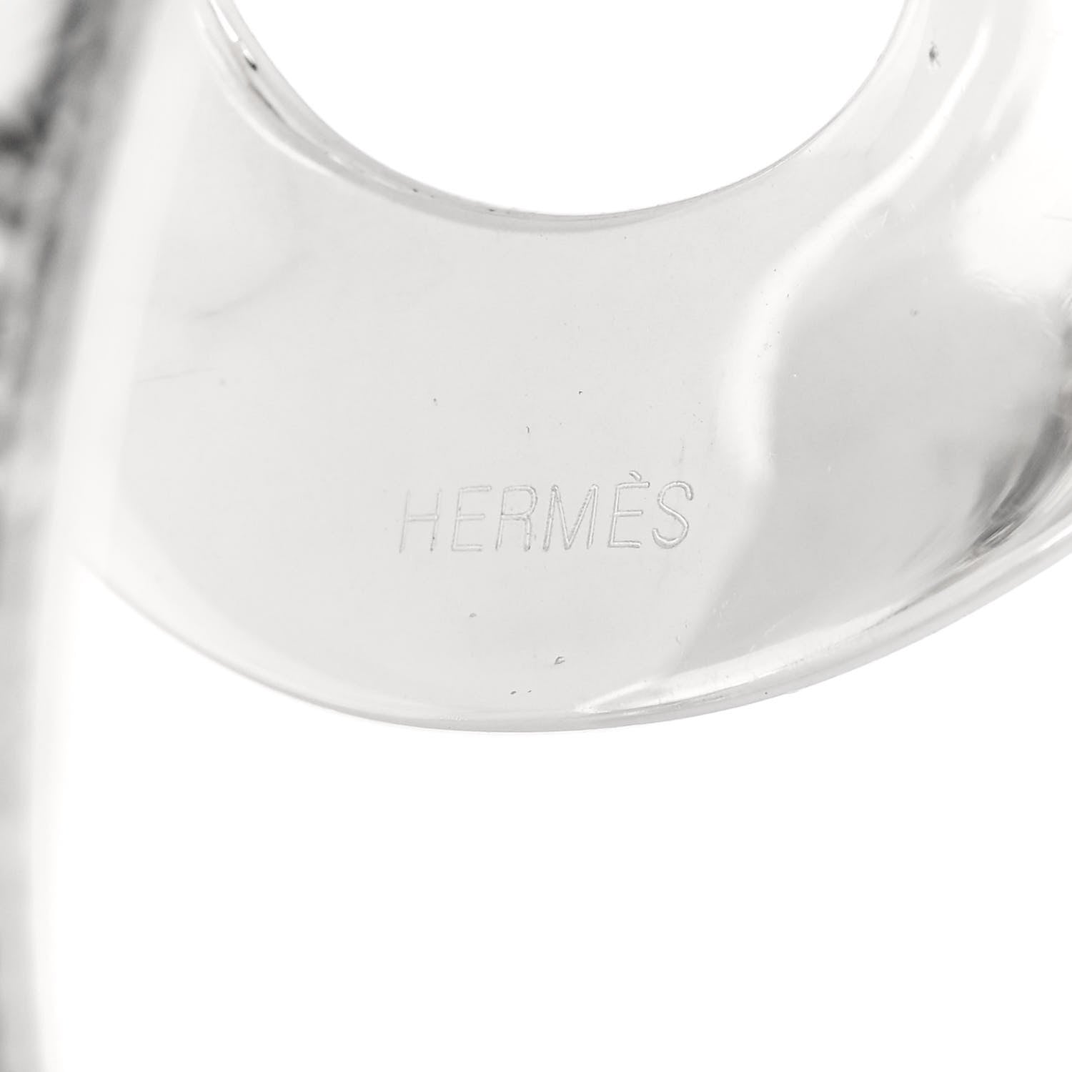 Hermes Sterling Silver Touareg Wide Cuff Bracelet 4 of 5