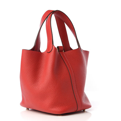 Hermes Taurillon Clemence Picotin Lock 18 PM Rouge Casaque 2 of 8