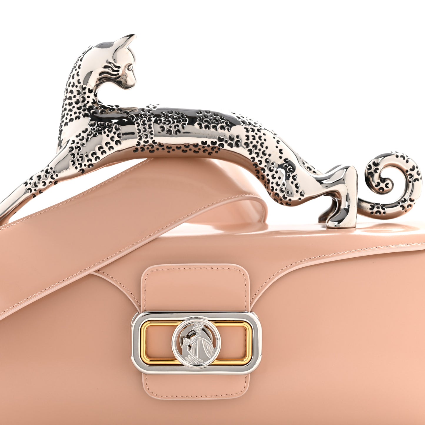 Calfskin Logo Medium Cat Pencil Bag Pink