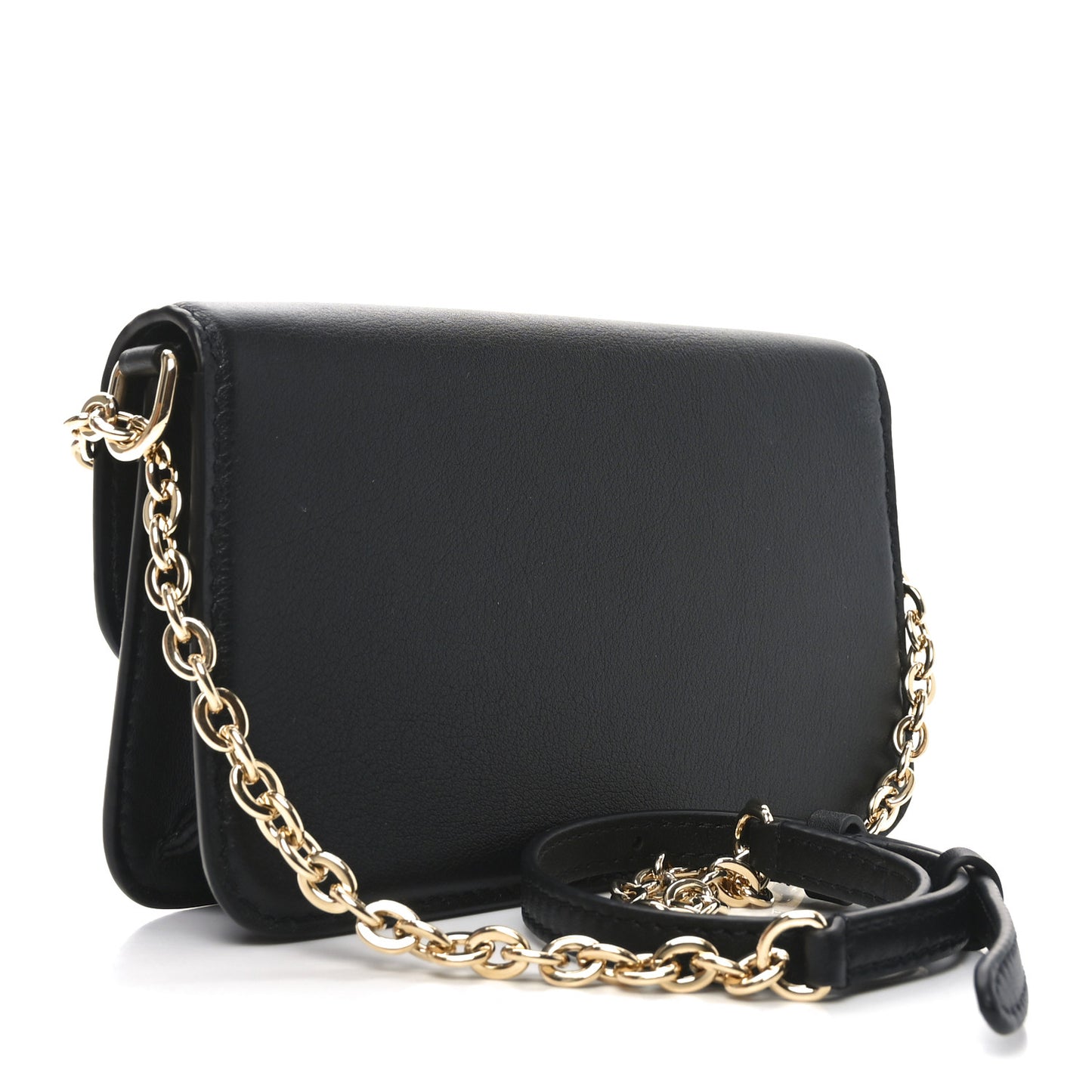 Calfskin LV Bloom Wallet On Chain Black