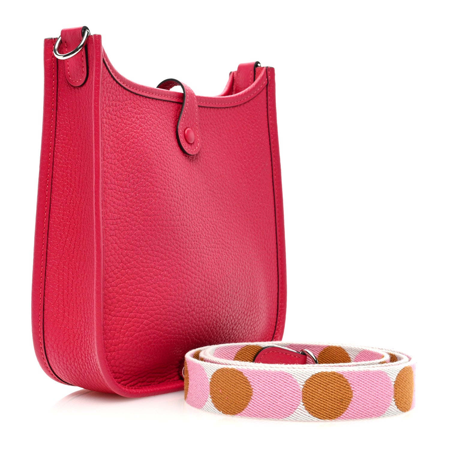 Hermes Taurillon Clemence Flipperball Sangle Evelyne TPM Framboise 3 of 10