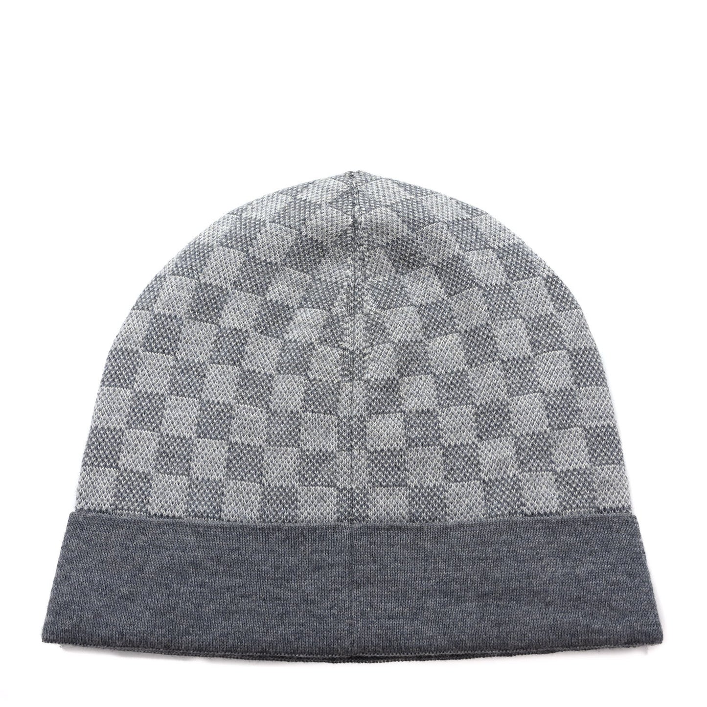 Wool Bonnet Petit Damier Beanie Hat Grey