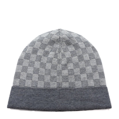 Louis Vuitton Wool Bonnet Petit Damier Beanie Hat Grey 3 of 6