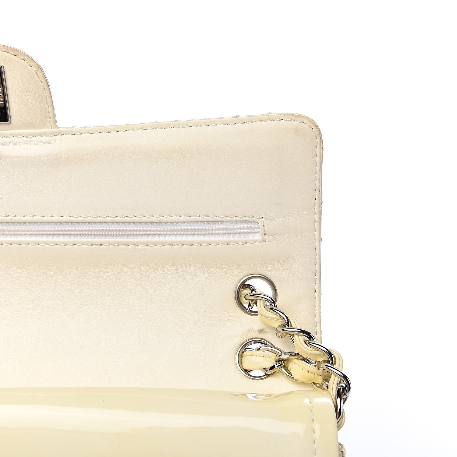 Chanel Patent Quilted Medium Double Flap Ivory 10 of 26