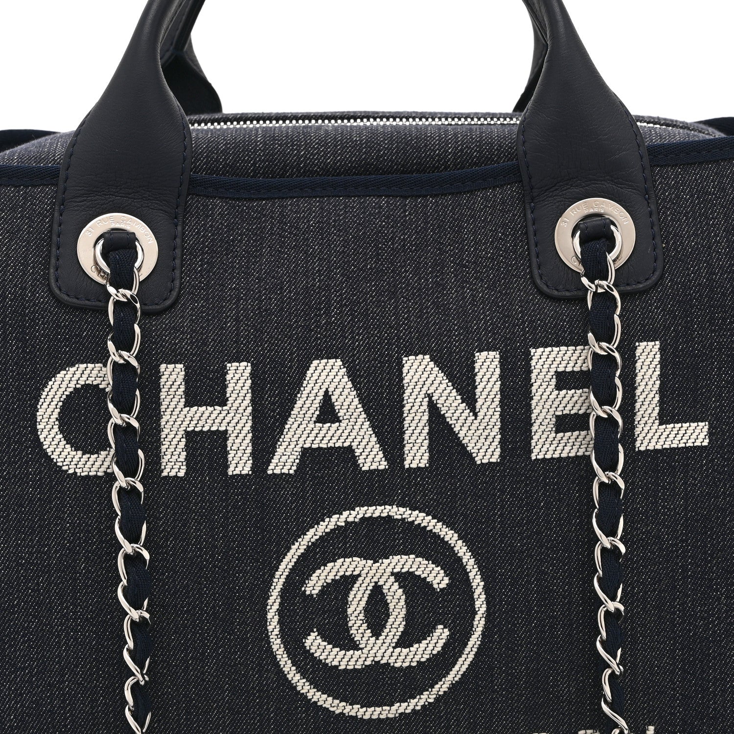 Chanel Denim Large Deauville Bowling Bag Blue 8 of 10