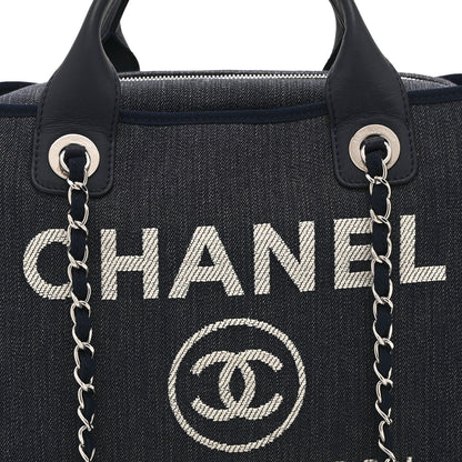Chanel Denim Large Deauville Bowling Bag Blue 8 of 10
