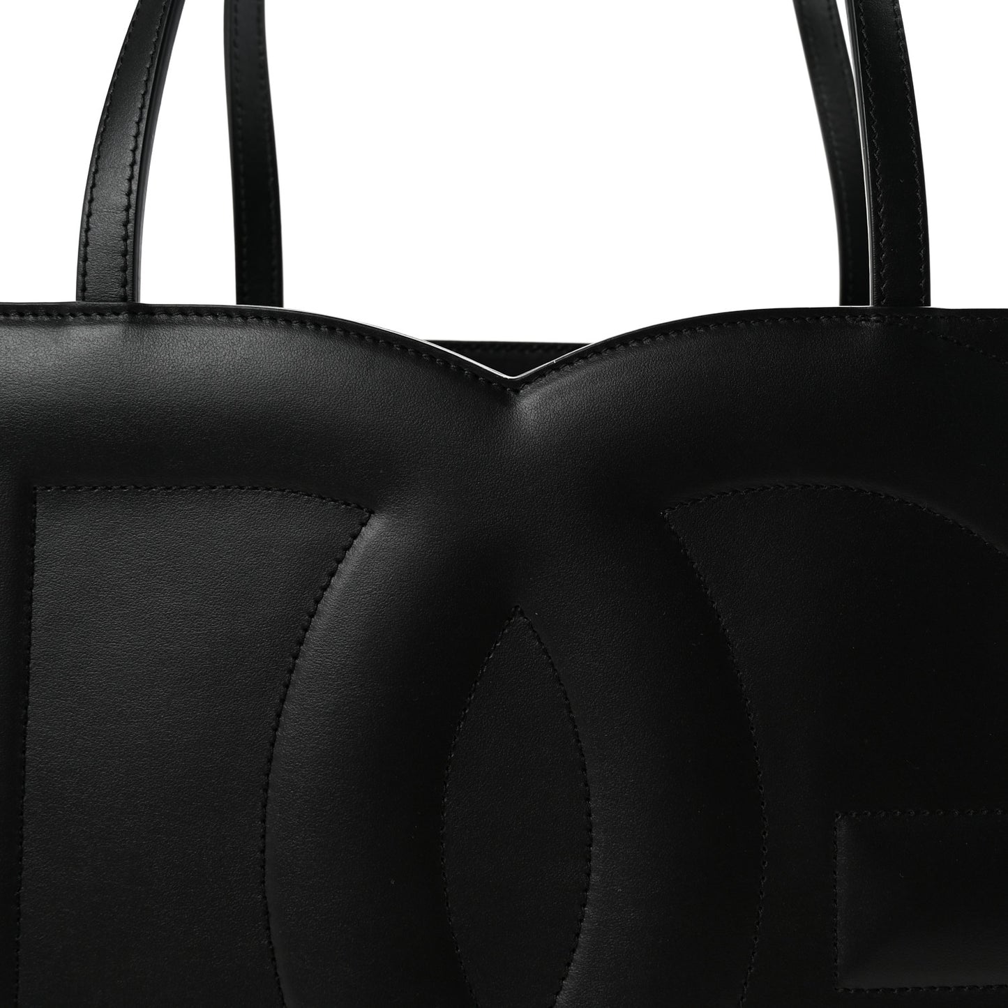 DOLCE GABBANA Calfskin DG Logo Shopper Tote Black