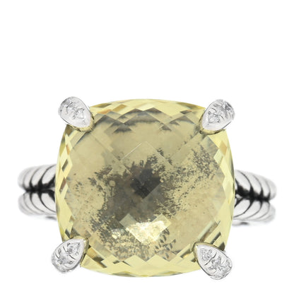 David Yurman Sterling Silver Diamond Lemon Citrine 14mm Chatelaine Ring 52 6 1 of 4