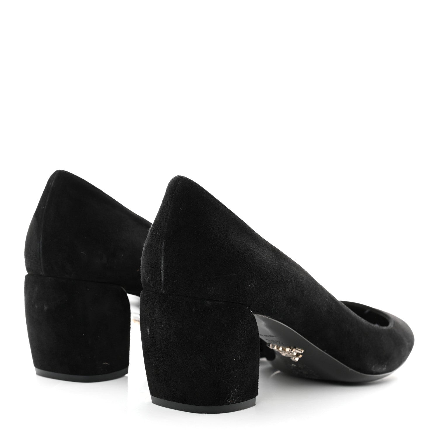 Prada Suede Block Heel Pump 38.5 Black 4 of 7