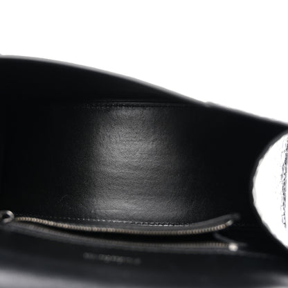Balenciaga Shiny Calfskin Monochrome Crocodile Embossed Small Hourglass Top Handle Bag Black 5 of 11
