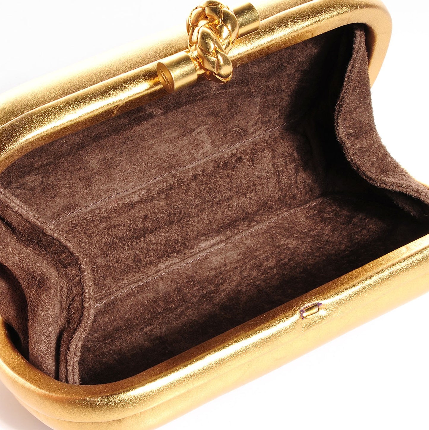 Gilded Waxed Leather Knot Clutch Purple