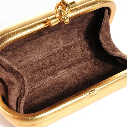 Bottega Veneta Gilded Waxed Leather Knot Clutch Purple 5 of 7