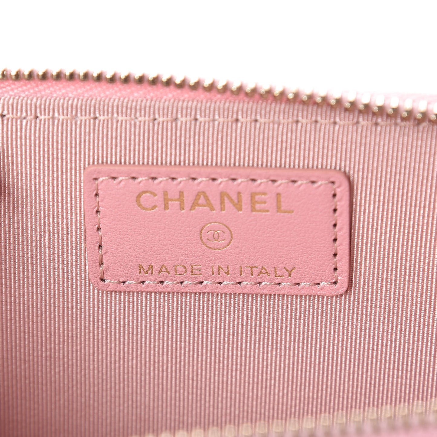 Iridescent Caviar Quilted Zipped Key Holder Case Rose Pink