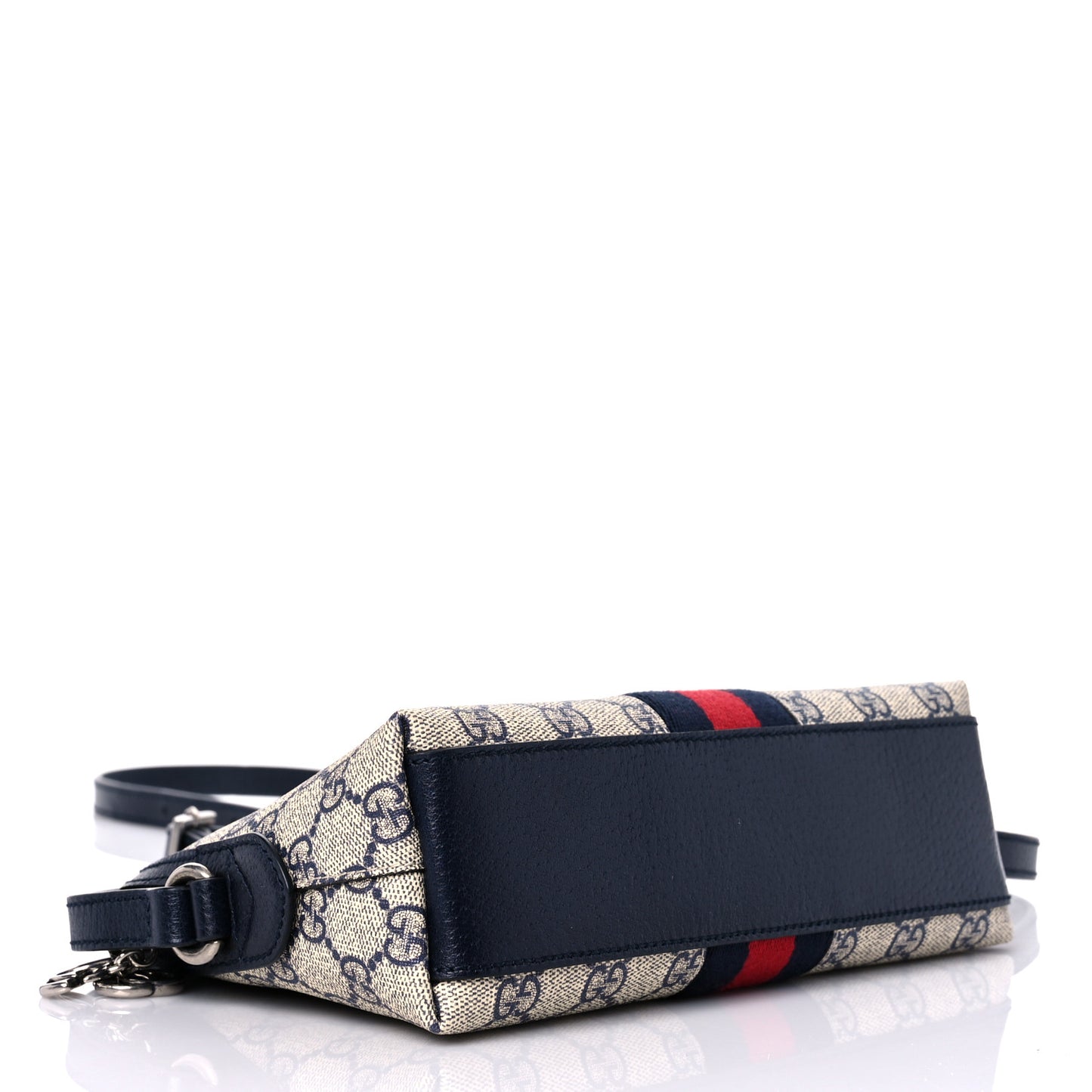 GG Supreme Monogram Textured Dollar Calfskin Web Small Ophidia Dome Shoulder Bag Beige Blue