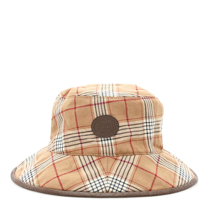 Gucci Monogram Plaid Bob Double Back Reversible Bucket Hat M Beige 4 of 14