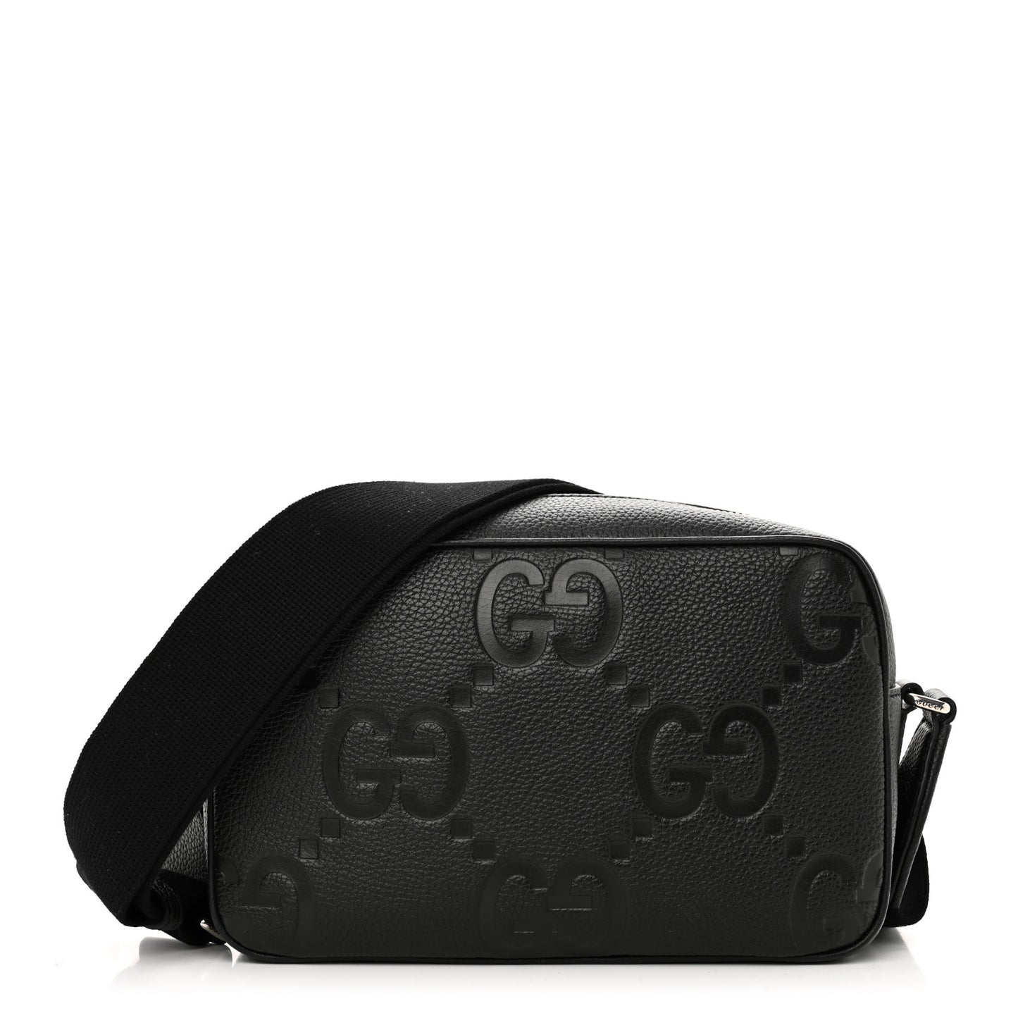 Piuma Calfskin Jumbo GG Embossed Medium Messenger Bag Black