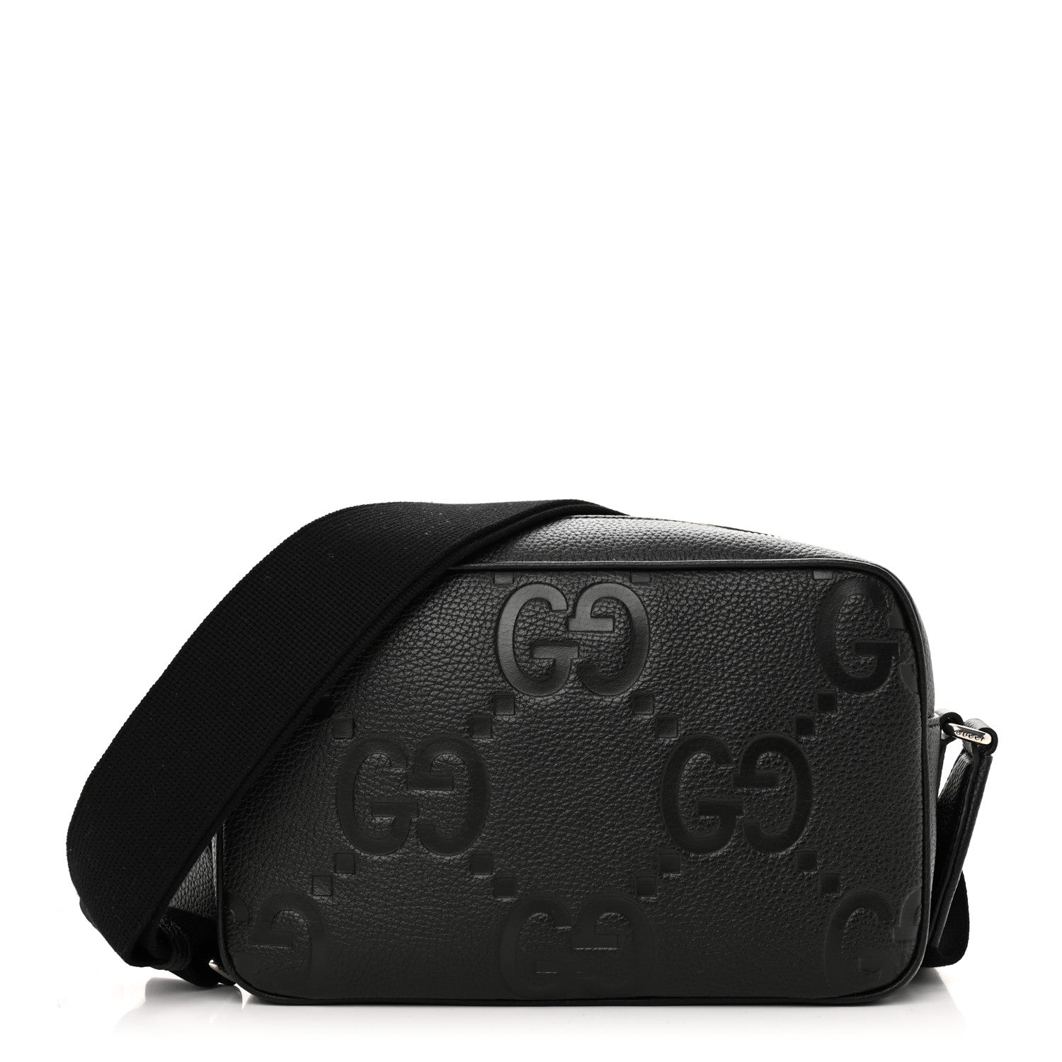 Gucci Piuma Calfskin Jumbo GG Embossed Medium Messenger Bag Black 1 of 10