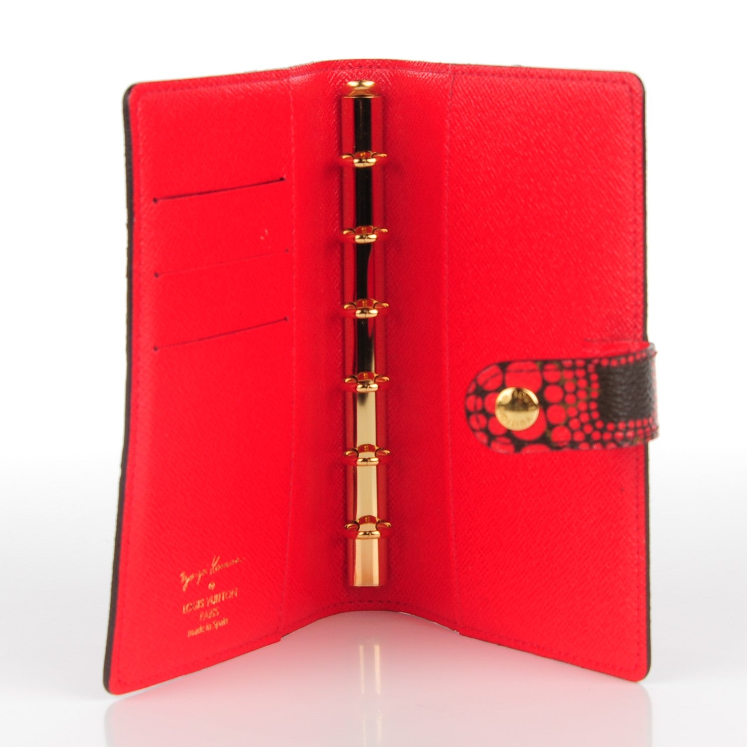 Louis Vuitton Monogram Kusama Town Small Ring Agenda Cover Red 5 of 8