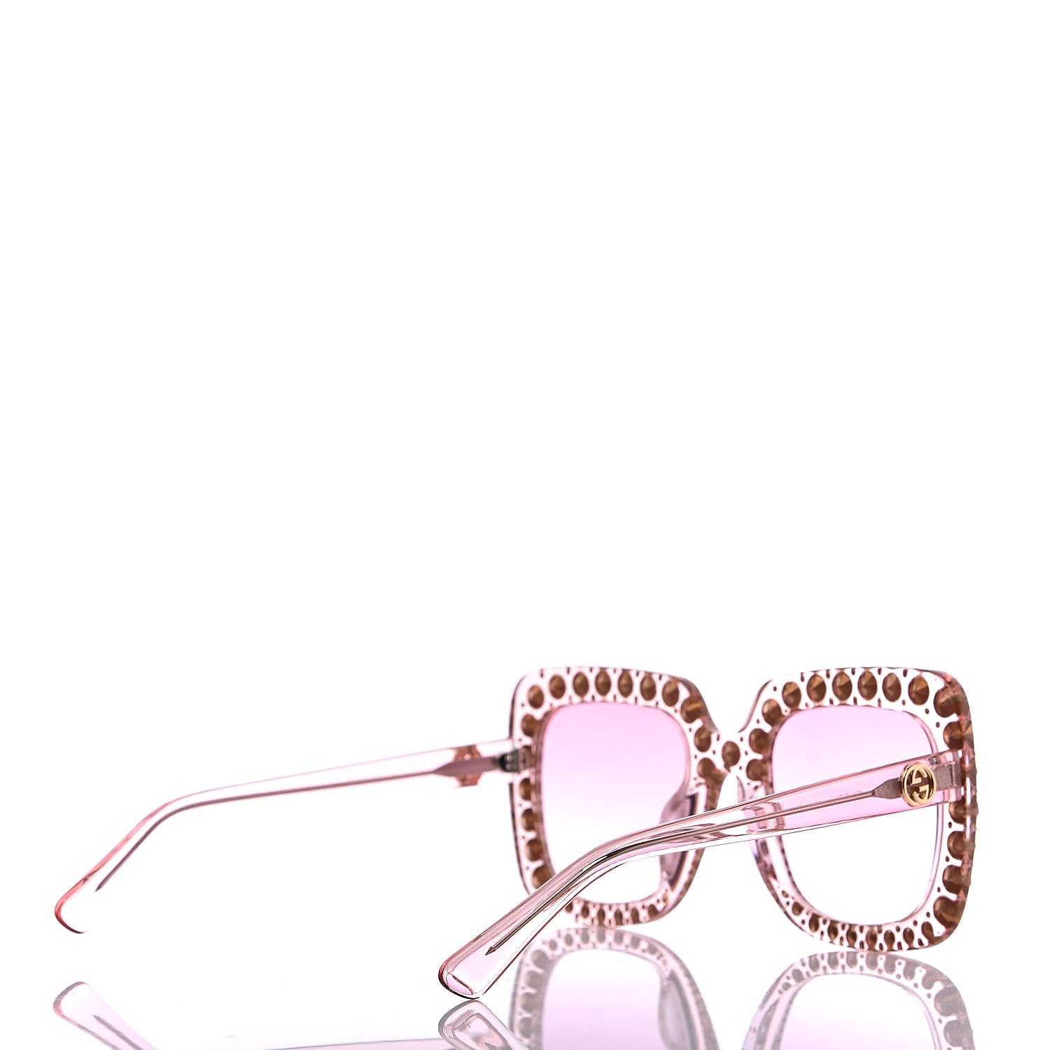 Gucci Crystal Square Frame Sunglasses GG0148S Pink 4 of 8