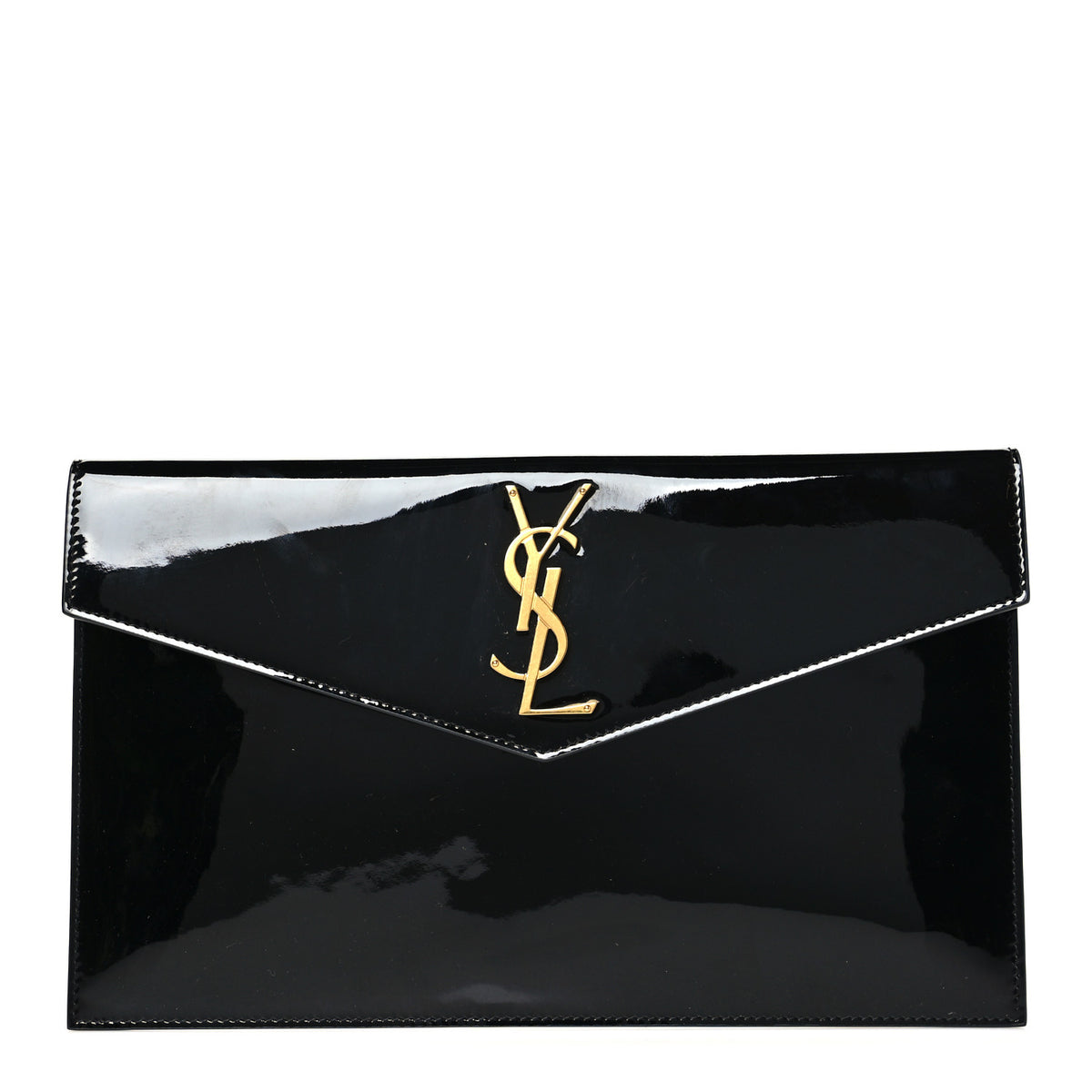 Saint Laurent Patent Calfskin Monogram Uptown Clutch Black 1 of 9