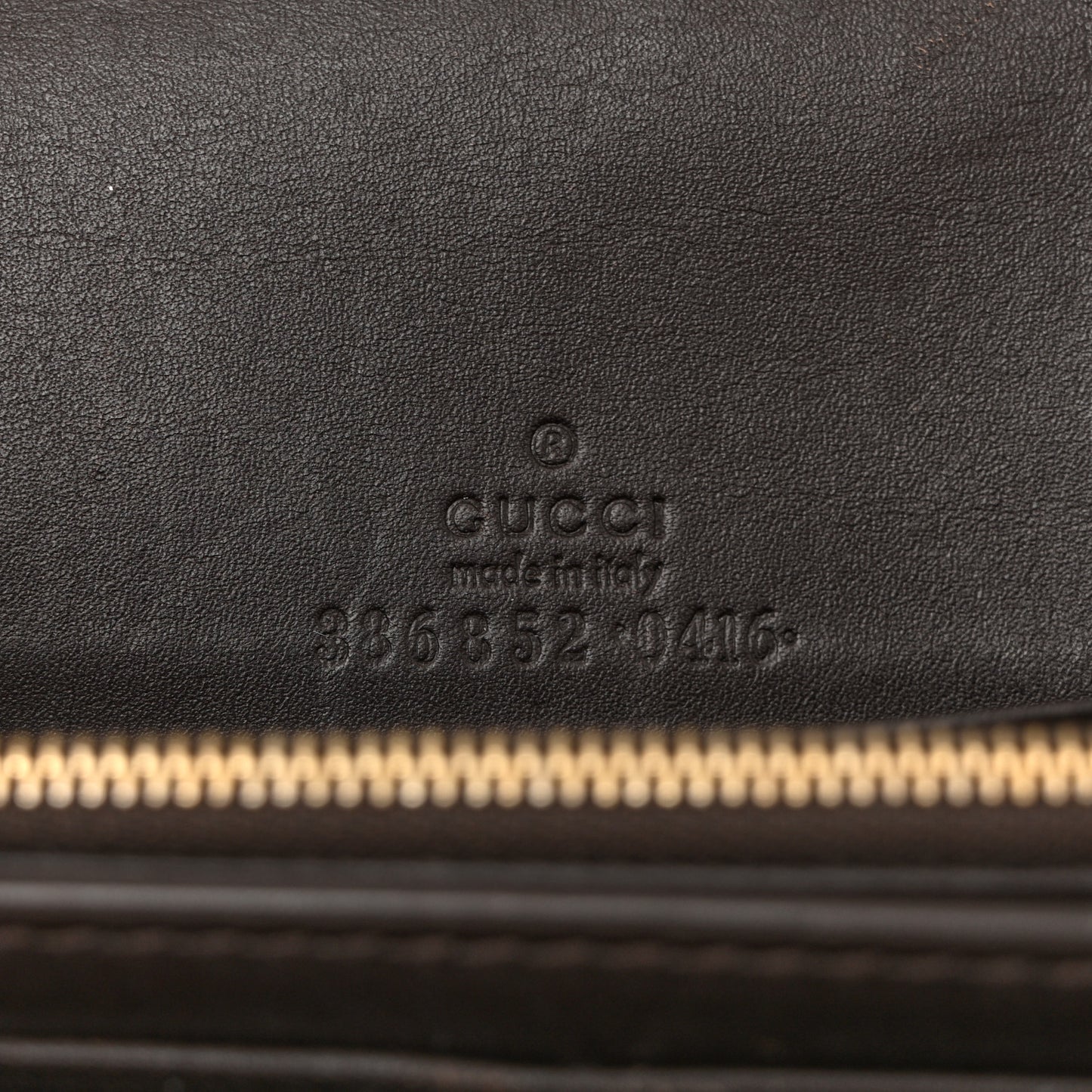 Calfskin GG Supreme Monogram Wristlet Clutch Wallet Dark Brown