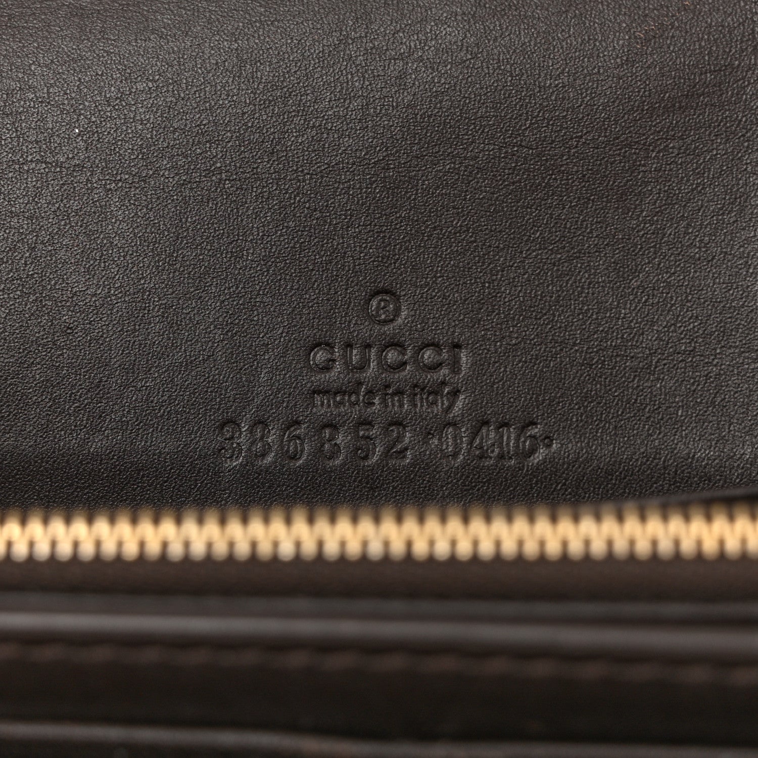Gucci Calfskin GG Supreme Monogram Wristlet Clutch Wallet Dark Brown 6 of 9