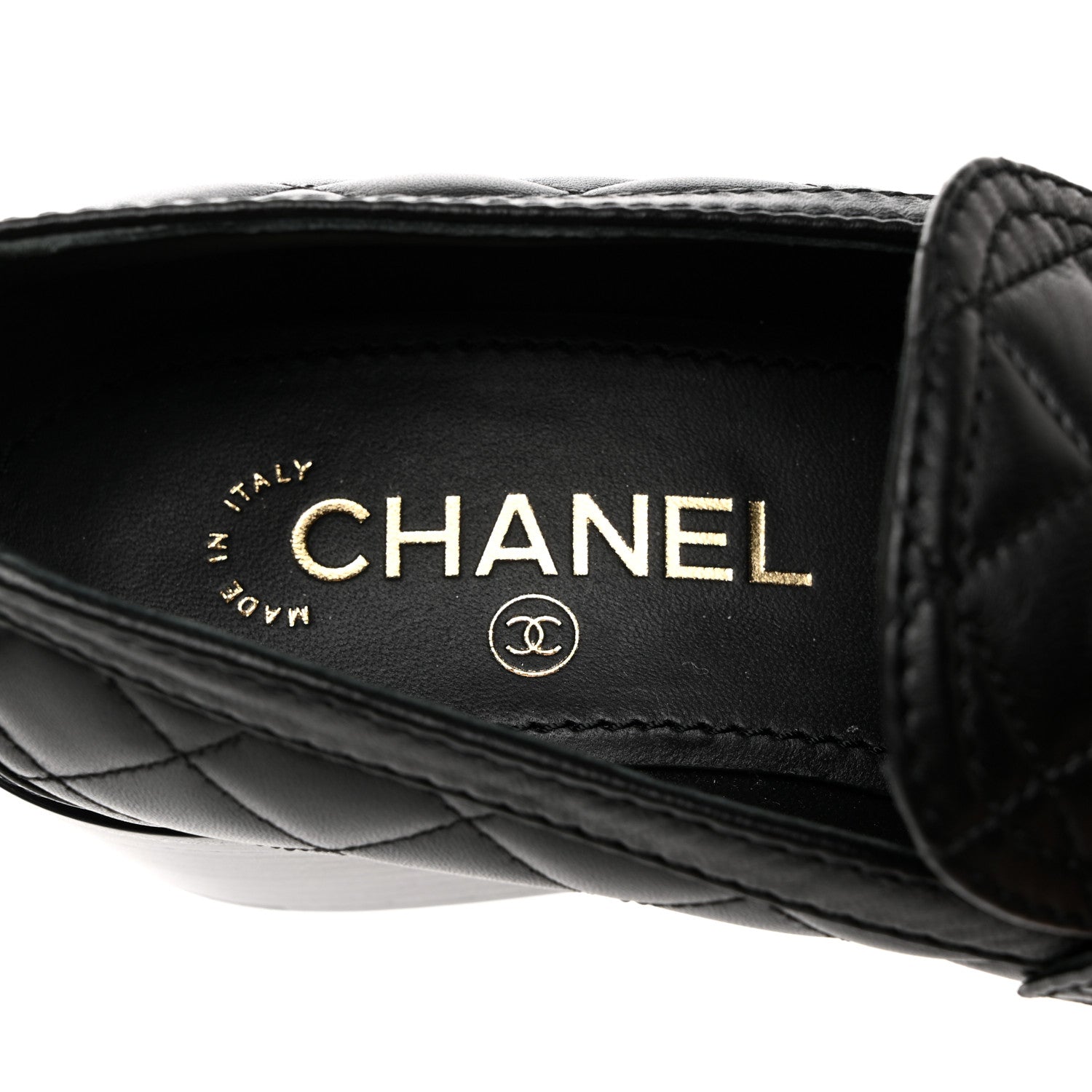 Chanel Lambskin Quilted CC Heart Loafers 37 Black 6 of 12