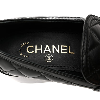 Chanel Lambskin Quilted CC Heart Loafers 37 Black 6 of 12