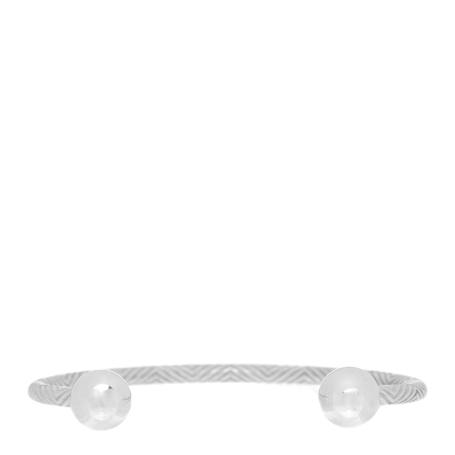 Tiffany Sterling Silver Textured Barbell Cuff Bracelet 1 of 4