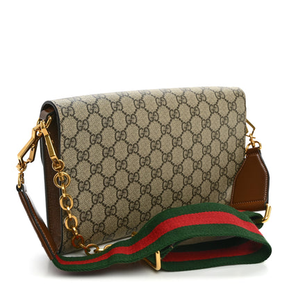 Gucci GG Supreme Monogram Azalea Calfskin Web Small Horsebit 1955 Crossbody Bag Beige Ebony Brown Sugar 3 of 10