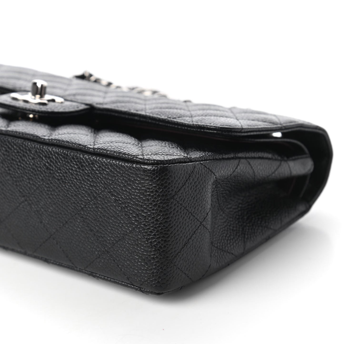 Caviar Quilted Medium Double Flap Black