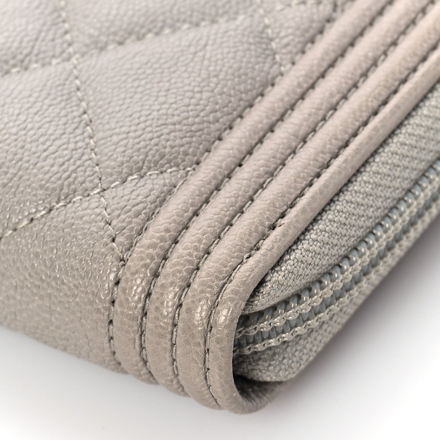 Chanel Caviar Quilted Boy Small Zip Around Wallet Grey 10 of 10
