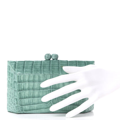 Nancy Gonzalez Crocodile Box Clutch Jade 2 of 7