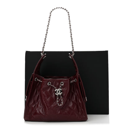 Chanel Shiny Calfskin Quilted Small Chanel 25 Handbag Burgundy 11 of 11
