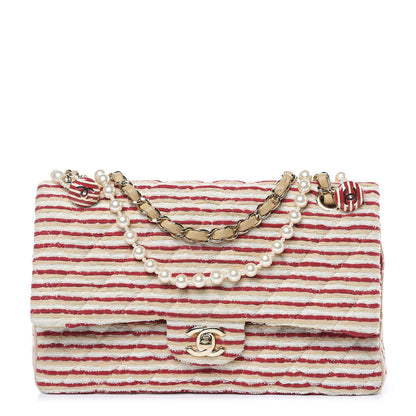 Chanel Jersey Quilted Medium Coco Sailor Flap Red White 1 of 12