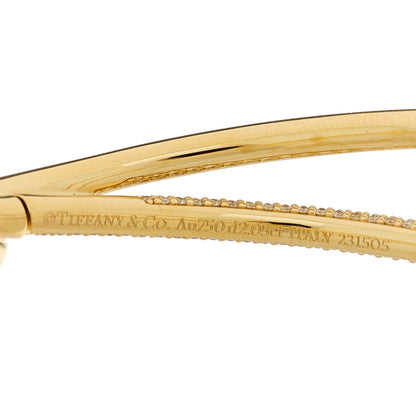 Tiffany 18K Yellow Gold Diamond Knot Double Row Hinged Bangle Bracelet 2 of 4
