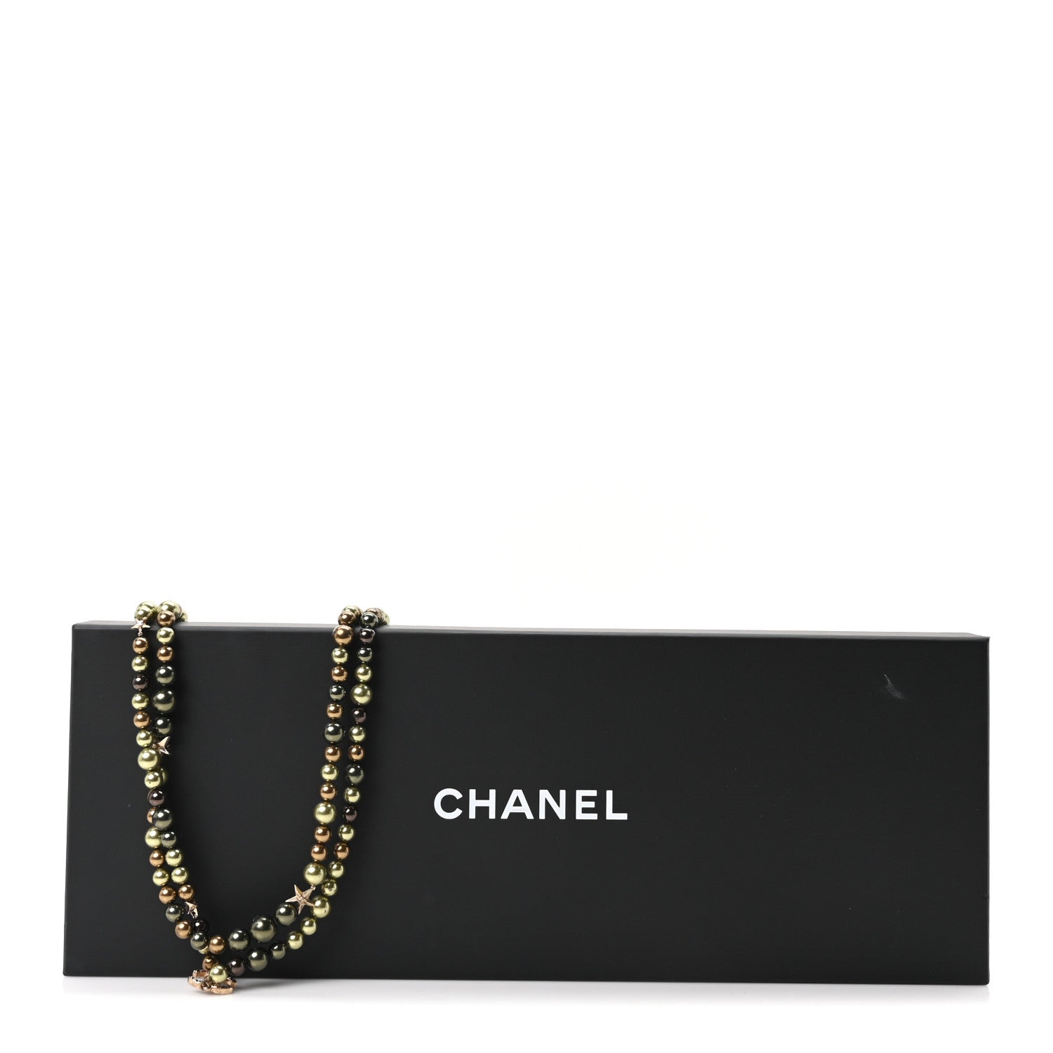 Chanel Pearl Star CC Multi Strand Long Necklace Green Gold 6 of 6
