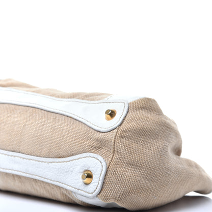 Miu Miu Canvas Calfskin Shoulder Bag Naturale 8 of 10