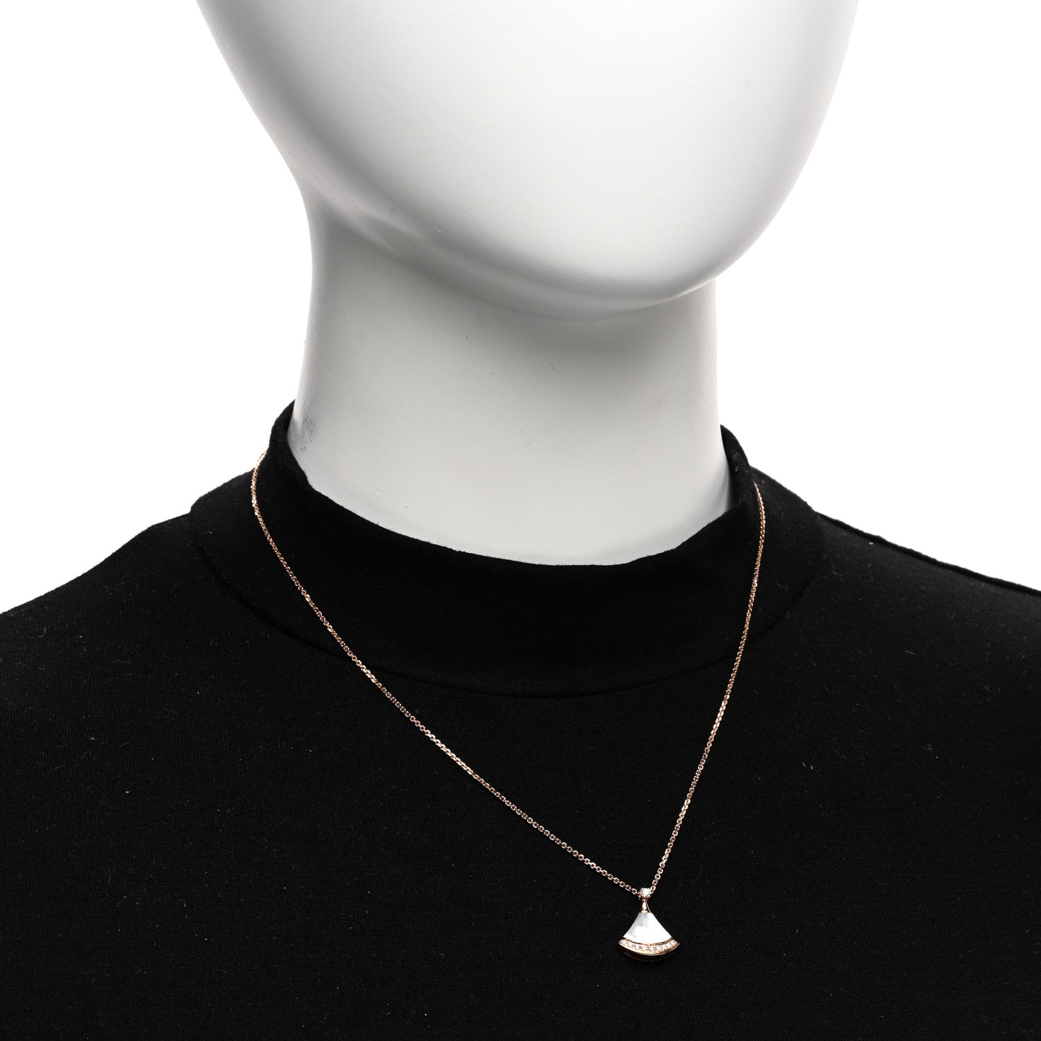 Bulgari 18K Rose Gold Diamond Mother of Pearl Divas' Dream Pave Pendant Necklace 2 of 5