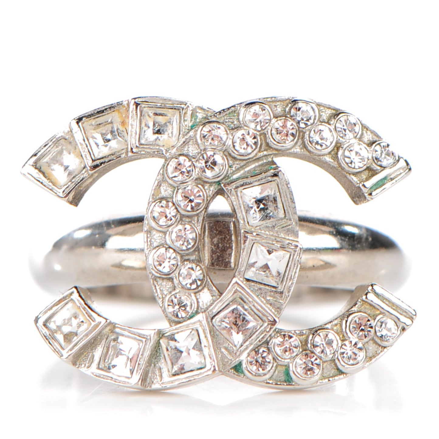 Crystal Baguette CC Ring 6 Silver
