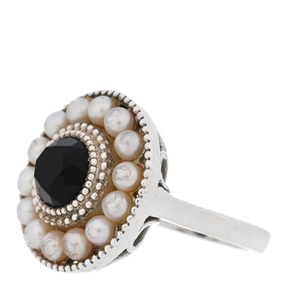 Tiffany Sterling Silver Black Onyx Freshwater Pearl Ziegfeld Ring 49 5 3 of 5